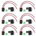 Newdeli Waterproof Inline Fuse Holder 12V with Cover 6 Pack - Automotive/Marine/Vehicle Weatherproof ATO/ATC Blade Fuse Holder 12AWG 30A Protecting Circuits and Electrical Equipment