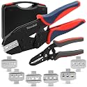 Newdeli Wire Crimping Tool Kit 7PCS Ratchet Wire Crimper Plier for Heat Shrink Connectors Ferrule Connectors Solar Connector Open Barrel Connector Insulated Nylon &amp; Non-insulated Ring Terminals