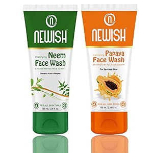 newish combo pack of clarifying neem amp hydrating papaya face wash enriched with aloevera turmeric amp vitamin e for prevents acne amp pimples 100ml each