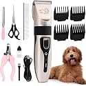 NEWKIBOU Electric Clipper for Dogs and Cats, 4-in-1 Pet Grooming Kit with 4 Combs (3-6-9-12mm), Low Noise, Cordless and Rechargeable, 120 Min Runtime, Titanium Ceramic Blade