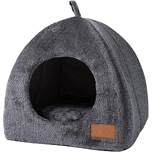 newkibou portable cat cave bed house for indoor cats dog bed with removable washable inner cushion soft bed for kitten and small dog s dark grey