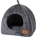 NEWKIBOU Portable Cat Cave Bed, House for Indoor Cats, Dog Bed with Removable Washable Inner Cushion, Soft Bed for Kitten and Small Dog (S, Dark Grey)