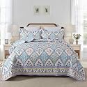 NEWLAKE Quilt Set Queen Size, Bedspread Sets Elegant Floral, Reversible Quilt Bedding Set Lightweight and Breathable for All Seasons, Soft Quilted Bedspread with 2 Pillow Shams