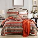 NEWLAKE Striped Classical Cotton 3-Piece Patchwork Bedspread Quilt Sets, King Size