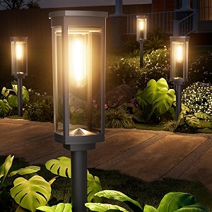 newmessi solar pathway lights outdoor ip65 waterproof solar garden lights for outside lighting yard path lawn walkway driveway landscape round warm white 8 pack