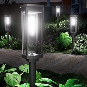 newmessi solar pathway lights outdoor ip65 waterproof solar garden lights for outside lighting yard path lawn walkway driveway landscape round cool white 6 pack