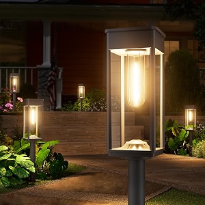 newmessi solar pathway lights outdoor ip65 waterproof solar garden lights for outside lighting yard path lawn walkway driveway landscape square warm white 4 pack