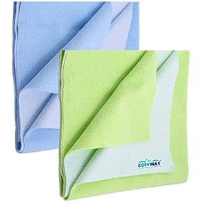 newnik cozymat quick oeko tex approved dry sheetbed protector for new born toilet training toddler old age amp new moms medium 70cm x 100cm skyblue  lemon green