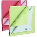 Newnik Cozymat Quick Oeko Tex Approved Dry Sheet/Bed Protector for New Born, Toilet Training Toddler, Old Age &amp; new Moms (Small (50cm x 70cm), Salmon Rose + Lemon Green)
