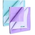 Newnik Cozymat Quick Oeko Tex Approved Dry Sheet/Bed Protector for New Born, Toilet Training Toddler, Old Age &amp; new Moms (Large (140cm x 100cm), Seagreen + Purple)