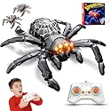 Wall Climbing Spider Remote Control Spider Toy, RC Creepy Crawler with Glowing Eyes for Walls &amp; Ceilings, Prank Halloween Birthday Gift for Kids Boys Girls Ages 3+ (Black)