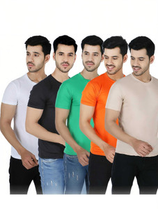 Newsingh Solid Men Round Neck Multicolor T-Shirt