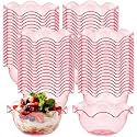 Newtay 100pcs 6oz Small Plastic Dessert Cups Ice Cream Bowl Reusable, Pink