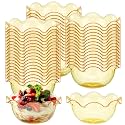 Newtay 50pcs 6oz Small Plastic Dessert Cups Ice Cream Bowl Reusable, Gold