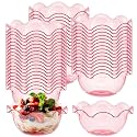 Newtay 50pcs 6oz Small Plastic Dessert Cups Ice Cream Bowl Reusable, Pink