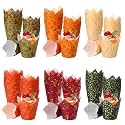 Newtay Tulip Cupcake Liners Bulk, Fall Leaf, Vintage, 240 Pcs