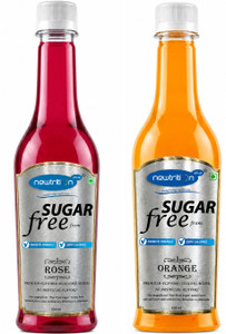 newtrition plus rose  orange pack of 2 - sugar free syrup zero calorie zero carb diabetic keto friendly 500 ml rose orange 1000 ml pack of 2