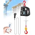 NEWTRY 3 in 1 Electric Hoist Winch 440lb, 16ft/min Manual|Cable| Control, 62ft Portable Power Electric Lift with Sling Strap for Lifting Small Engines, Bicycles, Groceries