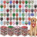 Newwiee 200 Pcs Christmas Bandanas for Dogs Bulk, XL, 31.5 x 21.65 Inch