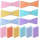 Newwiee 24 Pieces Spandex Stretch Chair Sashes with Buckle,Macaron