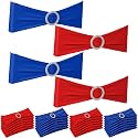Newwiee 24 Pieces Spandex Stretch Chair Sashes with Buckle,Red Blue