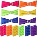 Newwiee 60 Pieces Spandex Stretch Chair Sashes with Buckle,Solid