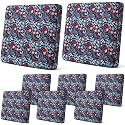 Newwiee 8 Pcs Patio Outdoor Cushion Covers,Floral Pattern,Retro Color