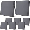 Newwiee 8 Pcs Patio Outdoor Cushion Covers,Solid,Dark Gray