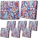 Newwiee 8 Pcs Patio Outdoor Cushion Covers,Paisley,Boho Color