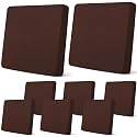 Newwiee 8 Pcs Patio Outdoor Cushion Covers,Solid,Dark Coffee