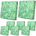 Newwiee 8 Pcs Patio Outdoor Cushion Covers,Monstera,Green
