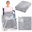 Newwiee Christmas Wheelchair Blanket with Pouch, Grey, Simple