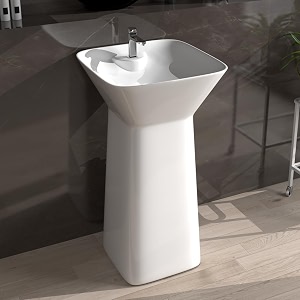 ceramic designer primium one piece pedestal wash basin free standing impoarted ceramic wash basin 17 x 17 x 31 inch creta