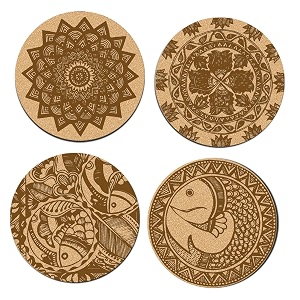 nexaware diy traditional and floral art mdf wooden coaster with brush and colors mandala coaster diy coaster art kit for kids 375 inch diameter set of 4 nexaware_diy_012