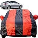 NexGen Verna Dustproof Car Cover with Mirror Pockets, Red Blue Stripes, Taffeta Polyster,Triple Stitched, Compatible with Hyundai NexGen Verna Car Cover (2017 to 2022), NexGen Verna Car Accessories