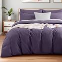 NEXHOME PRO 100% Washed Cotton Duvet Cover King Size, Ogranic Natural Linen Feel Breathable Bedding Set with Zipper Closure, 3 Pieces Includes 104x90 Inch Cover &amp; 2 Pillowcases (No Comforter)