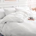 NEXHOME PRO Cotton Duvet Cover Set King Size Linen Feel White Organic Natural 100% Washed Cotton Duvet Cover Set 3 Pieces Bedding Set with Zipper Closure, Lightweight and Breathable (No Comforter)