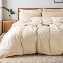 NEXHOME PRO Duvet Cover Set 100% Washed Cotton Oversized King 120"x98" Linen Feel Textured Organic Natural 3 Pieces Bedding Set with Zipper Closure, Breathable and Soft (No Comforter)