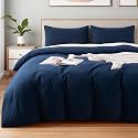 NEXHOME PRO Duvet Cover Set 100% Washed Cotton California Kingn 104"x98", Organic Natural Linen Look Textured 3 Pieces Bedding Set with Zipper Closure, Breathable (No Comforter) 10498