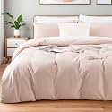 NEXHOME PRO Duvet Cover Set Twin Size, Organic Natural 100% Washed Cotton Linen Look Textured Duvet Cover CCS22002-HUS