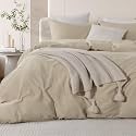 NEXHOME PRO Queen Duvet Cover Set – 100% Certified Organic Cotton with Washed Feel &amp; Linen-Like Texture, Comfortable &amp; Breathable, Home Bedding Set 90"*90" (No Comforter)