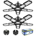 Nexillumi 2-Pack Led Garage Light 180W, 36000LM Garage Lights Ceiling LED with E26/E27 Medium Base, 6000K Deformable LED Shop Lights with 10+1 Adjustable Panels for Garage, Workshop, Attic, Basemen