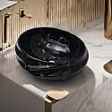 NEXIS Designer Ceramic Wash Basin for Bathroom | Over Counter Top Sink for Restaurant, Hotel (Black Gold Art, 16 x 13 x 6 Inch)