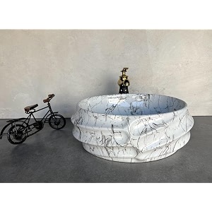 nexis designer glossy finish ceramic art wash basin vessel sink table top  collapsible white black 16 x 13 x 6 inch