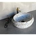 NEXIS Designer Glossy Finish Ceramic Art Wash Basin Vessel Sink Table Top | Collapsible (White Gold, 16 x 13 x 6 Inch)