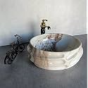 NEXIS Designer Glossy Finish Ceramic Art Wash Basin Vessel Sink Table Top | Collapsible (Beige, 16 x 13 x 6 Inch)