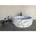 NEXIS Designer Glossy Finish Ceramic Art Wash Basin Vessel Sink Table Top | Collapsible (White Black, 16 x 13 x 6 Inch)
