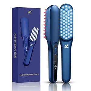 nexlev red light therapy for hair comb  red amp blue led laser comb for hair regrowth phototherapy scalp massager  49 bristle hair growth comb  rechargeable type-c  3 modes le-02