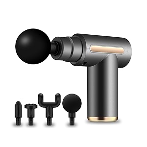nexlev massager gun for pain relief  4 head deep tissue body massage gun for pain relief for men amp women  handheld battery powered massager for neck shoulder back foot  1800mah battery- mg-01