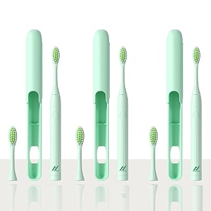 nexlev smart smile sonic electric toothbrush-humm for adult  day and night mode  30000 vibrationsminute  super soft bristles  2 replaceable brushheads  tea green pack of 3